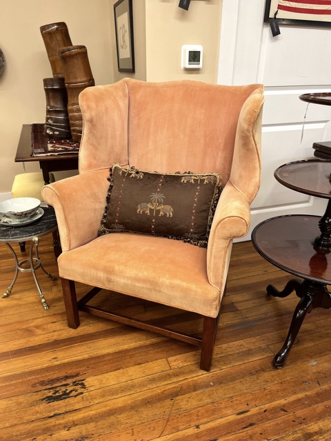Chippendale Velvet Wingchair C. 1780-1800 Massachusetts