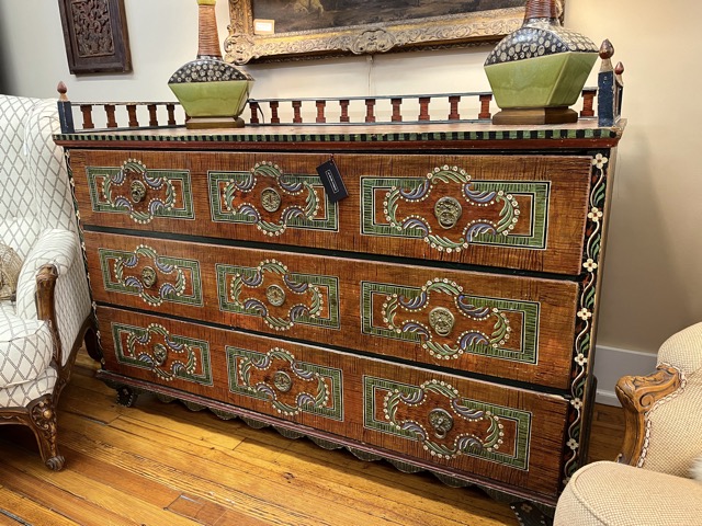 Scandanavian Galleried paint decorated chest 19th C.