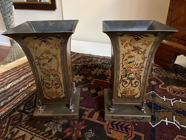 Pair of Large Vintage Tole Urns