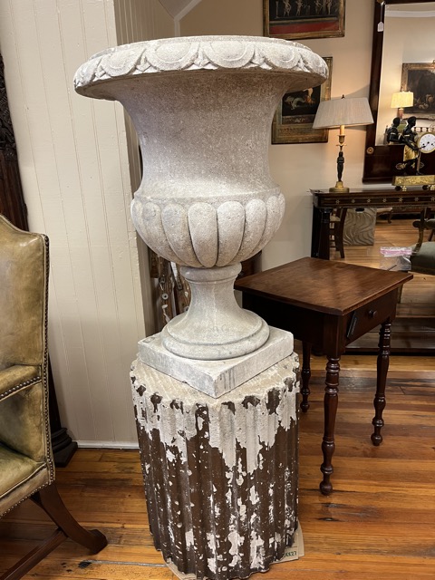 Cast stone Urn W/Pillar Base